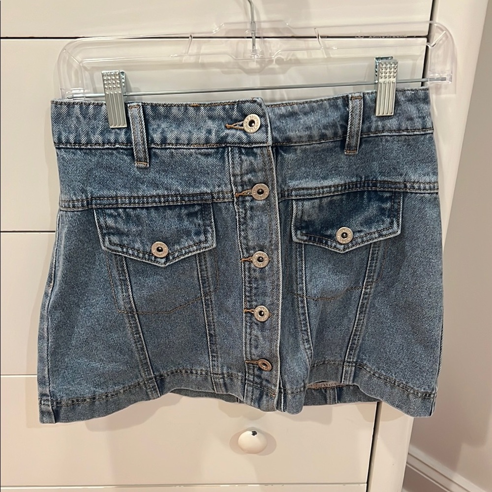 Beginning Boutique Button Denim Skirt
